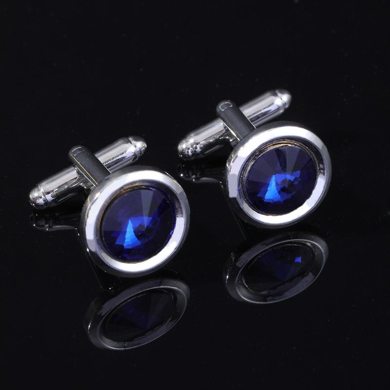 simple round gemstone cufflinks women's fashion personality popular diamond shirt cuff nails_voghion.com