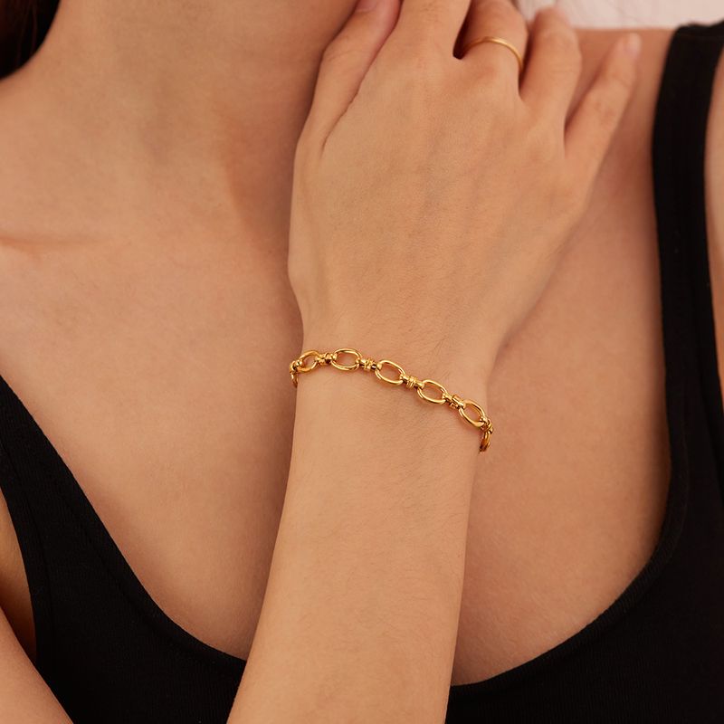Damenschmuck Modearmband Weiblich Edelstahl Einfach Vielseitig Schlichte Kette Spleißen Pendlerstil Titanstahl Handschmuck_voghion.com