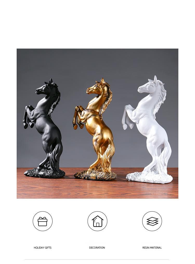 Levitating Horse European Style Resin Craft Room Desktop Realistic Animal Decoration Ornament Opening Entrance Feng Shui_voghion.com