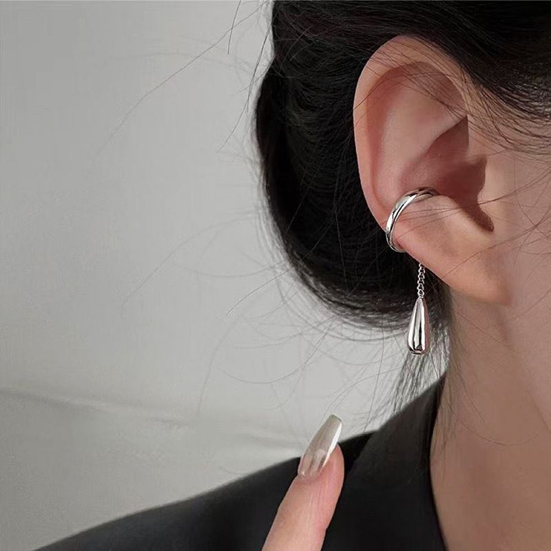 Ohrclips mit Wassertropfen-Fransen – Damen-Persönlichkeit – Neuer modischer Hingucker – Unregelmäßige Ohrstecker – Schlicht, vielseitig, trendig_voghion.com