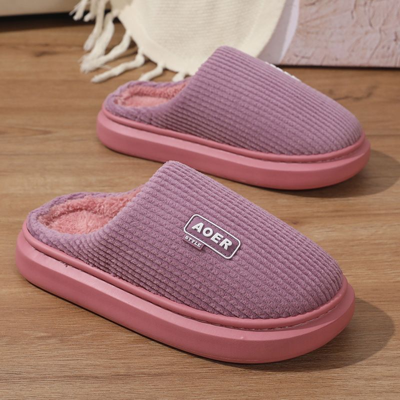 Cotone da donna, autunno e inverno 2025, nuove scarpe da casa con suola spessa per interni, paio di pantofole morbide da uomo_voghion.com