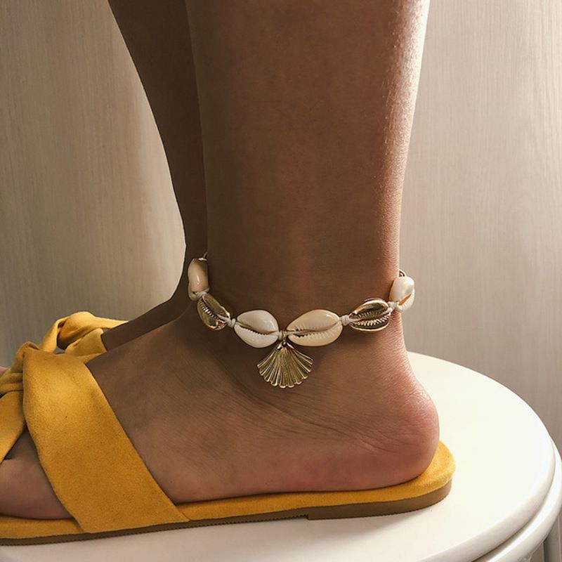 Beach Japanese And Koean Cute, Popula, Fashionable, Pesonalized Alloy Shell Woven Feet Chains Fo Women's New_voghion.com