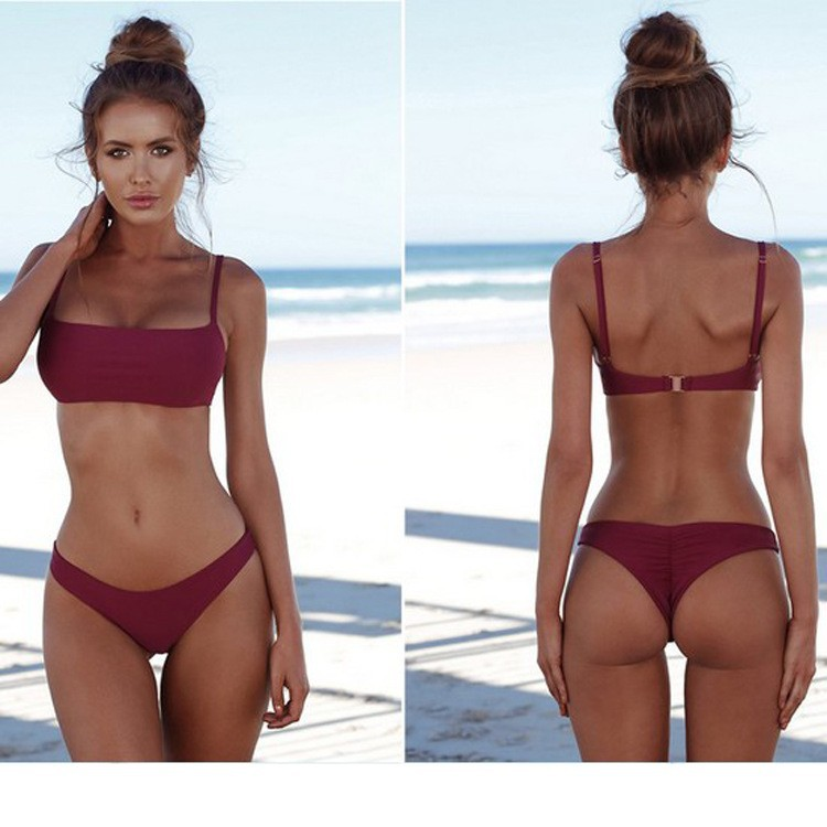 Maillot de bain conservateur pour femmes, bikini, sexy, tentation, vêtements de plage, fendu à trois points_voghion.com