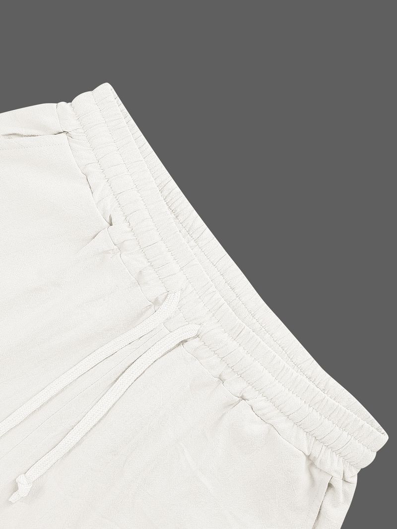 Herrenbekleidung, Arbeitskleidung, einfarbige Cargo-Jogginghose mit mehreren Taschen – lässige, locker sitzende, konisch zulaufende Hose mit mehreren Taschen aus reinem Baumwollleinen (Weiß, Beige)_voghion.com