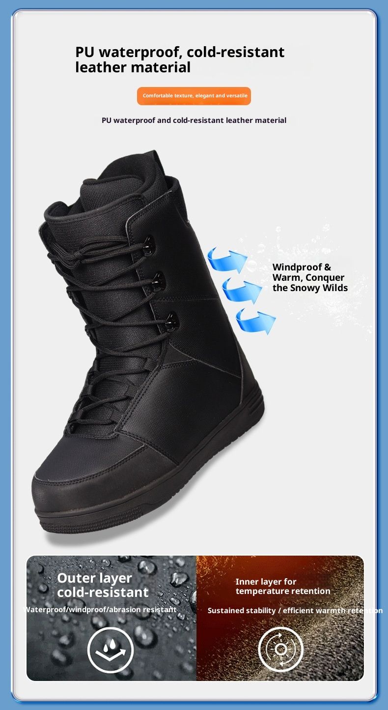 Zees Zees Snowboarding Boots Lace-Up Men's And Women's Boa Carved Sliding Flat Flower Entry-Level Waterproof Anti-Slip Warm Ski_voghion.com