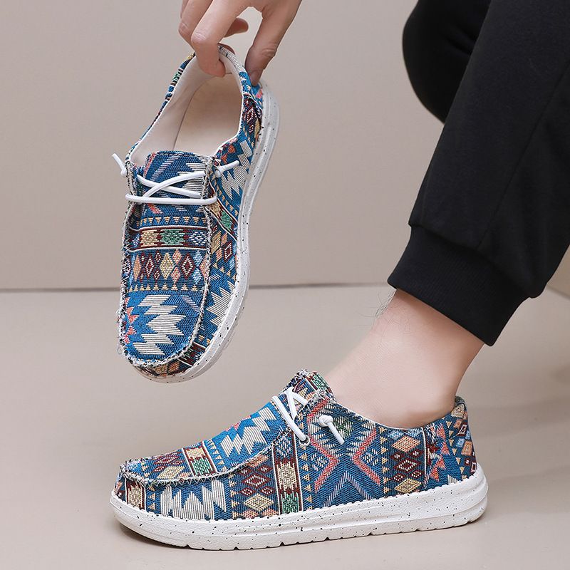 Bohemian style couple canvas casual lightweight loafers, men's and women's cloth shoes, Canvas Loafers_voghion.com
