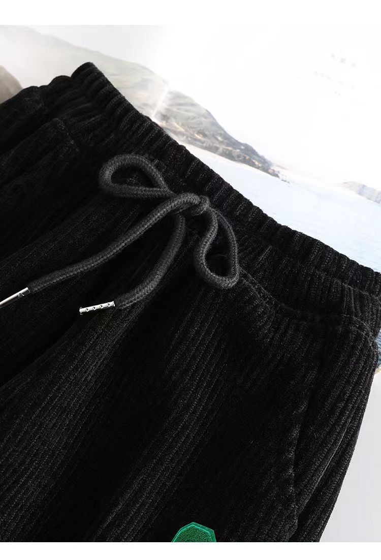 Roupas femininas Inverno mais veludo calças de moletom espessadas para mulheres todas as combinações casuais punhos quentes calças harém soltas cintura elástica fina calças esportivas_voghion.com