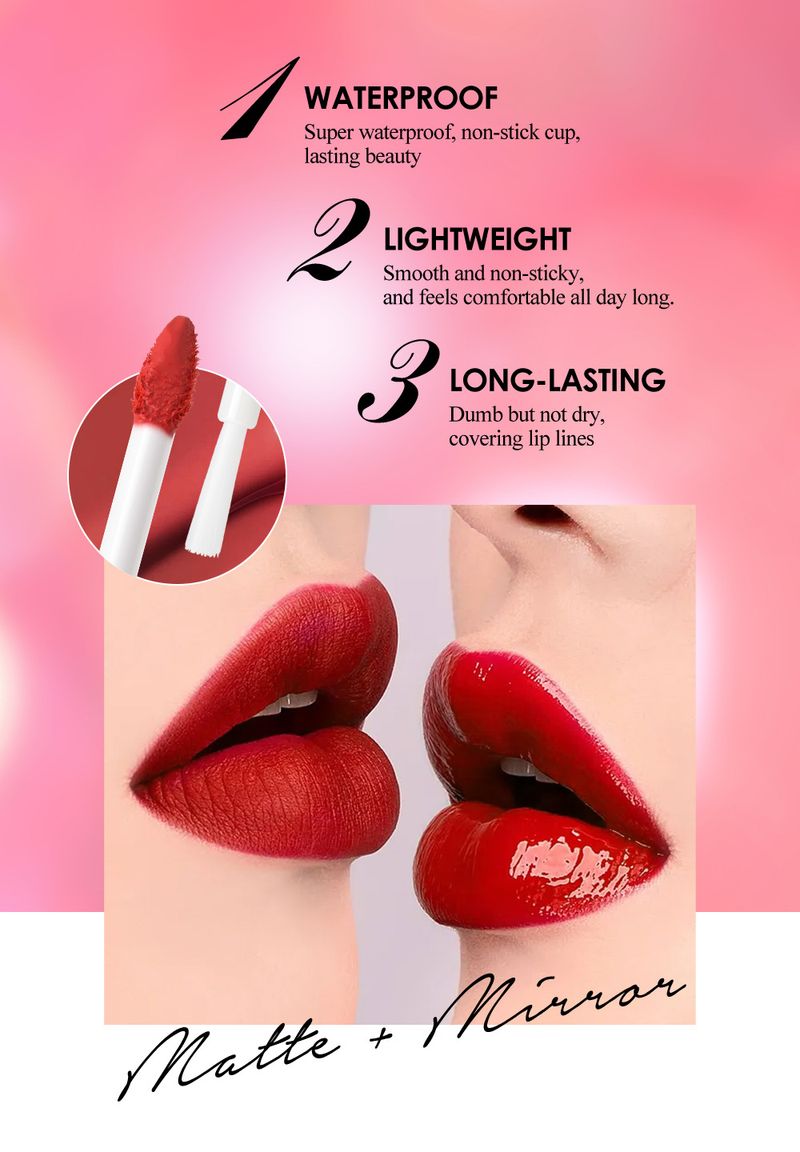 Le rouge à lèvres Mirror Double Head Gloss est facile à colorer, hydratant, antiadhésif, résistant à la lumière, brillant à l'eau et brillant à lèvres._voghion.com
