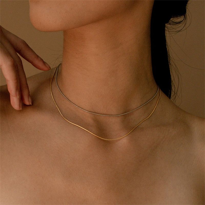 Vendite calde Kpop Donne Oro Colore Choker Collane Catena Sottile Sul Collo Minimalista Ciondolo Gioielli Serpente Chocker Collare Ragazza_voghion.com