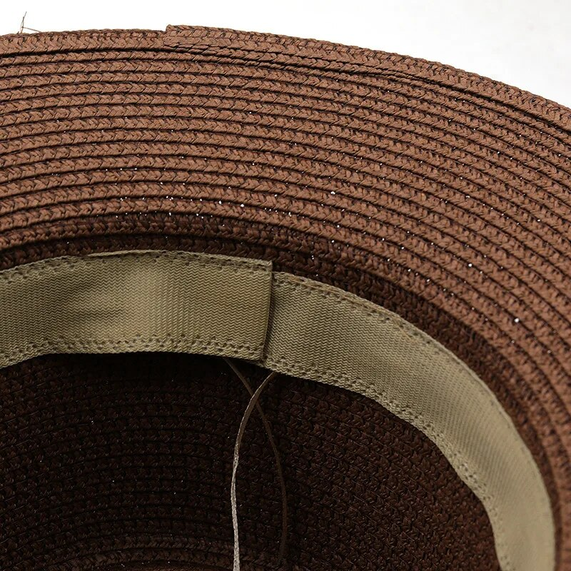 Fashion 54-58-60CM Womens Summer Panama Hats Wide Brim Straw Sun Beach Hat Men Fashion UPF UV Protection Fedoras Cap For Travel_voghion.com