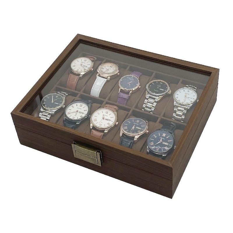 Vintage Walnut Wood Watch Box With 10 Slots - Premium Watch Storage & Display Case For Watch Collectors_voghion.com