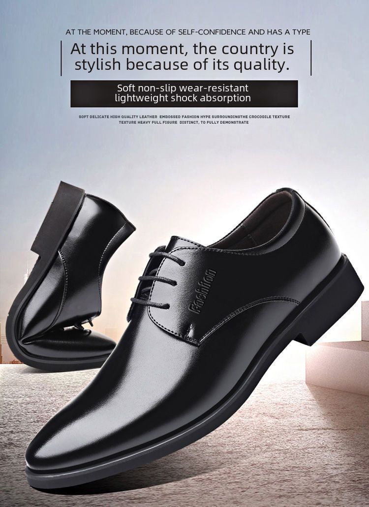 Primavera e Outono Britânico Casual Negócios Vestido Sapatos Masculinos Sapatos de Aumento de Altura Interna Sapatos Atacado Sapatos Casuais Terno_voghion.com