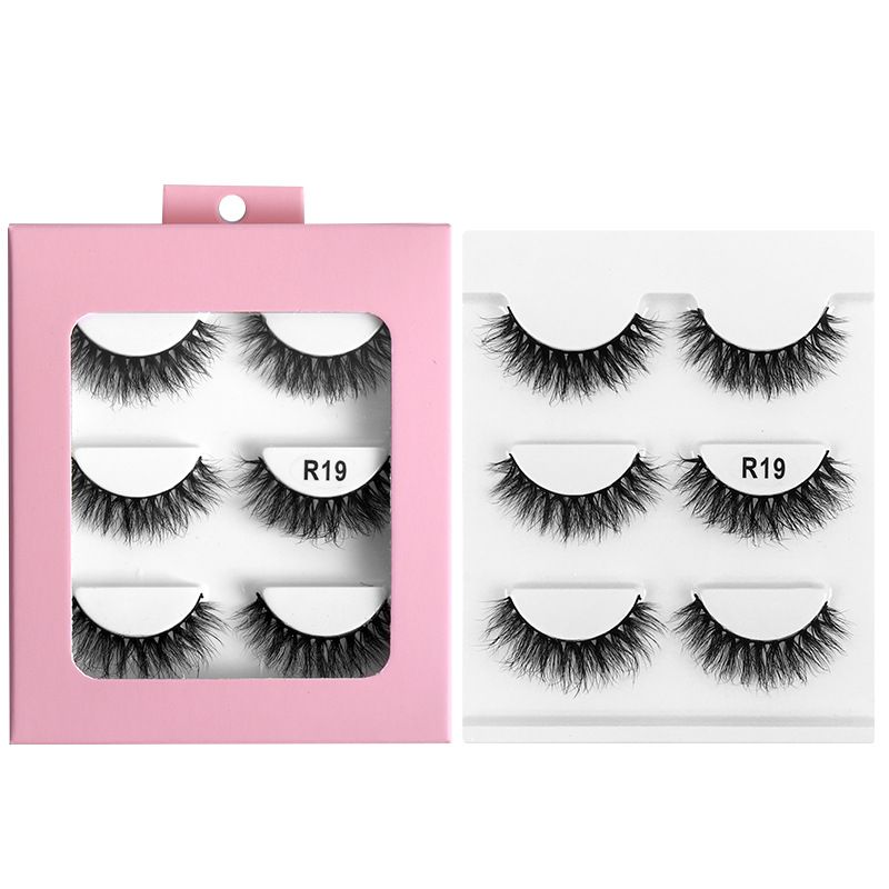 3 Pairs Of Powder Box Daily Natural Synthetic False Long Style Realistic Dense Curled Eyelashes_voghion.com