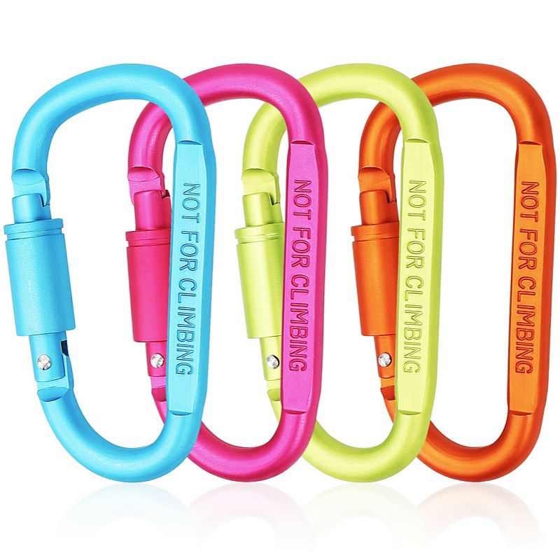 8cm D-shaped Locking Carabiner Aluminum Alloy Keychain Outdoor Safety Lock Colorful Nut Hanging Backpack Buckle_voghion.com