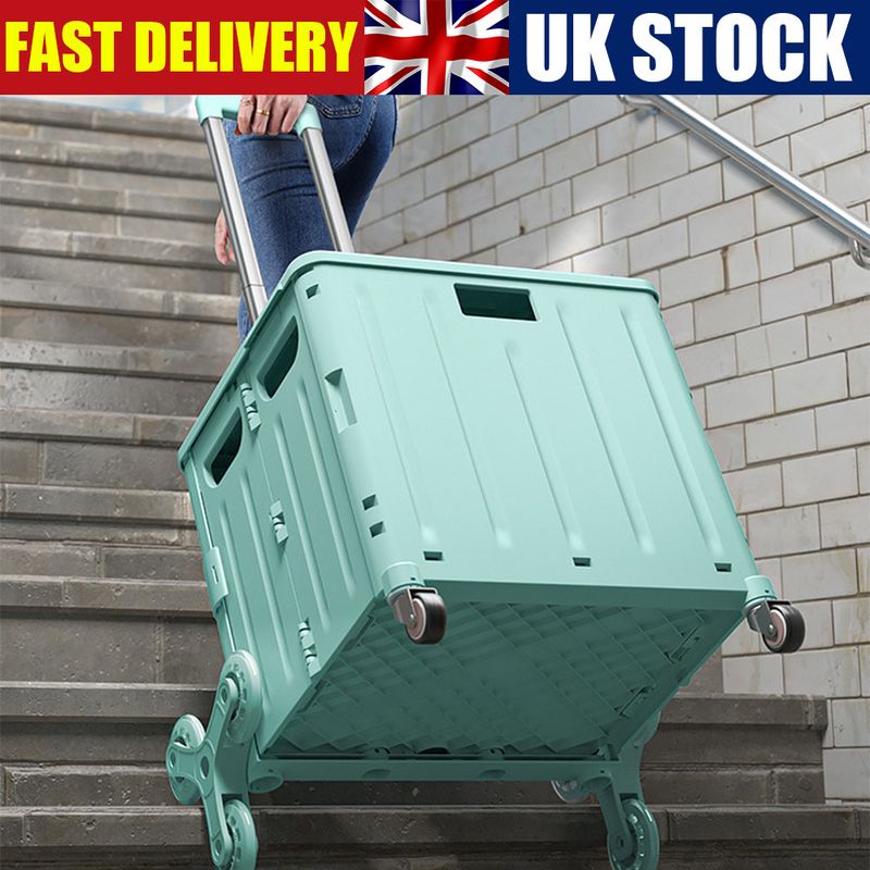 45L Folding Shopping Trolley Grocery Cart Crate Box Wheeled Boot Cart Portable A_voghion.com