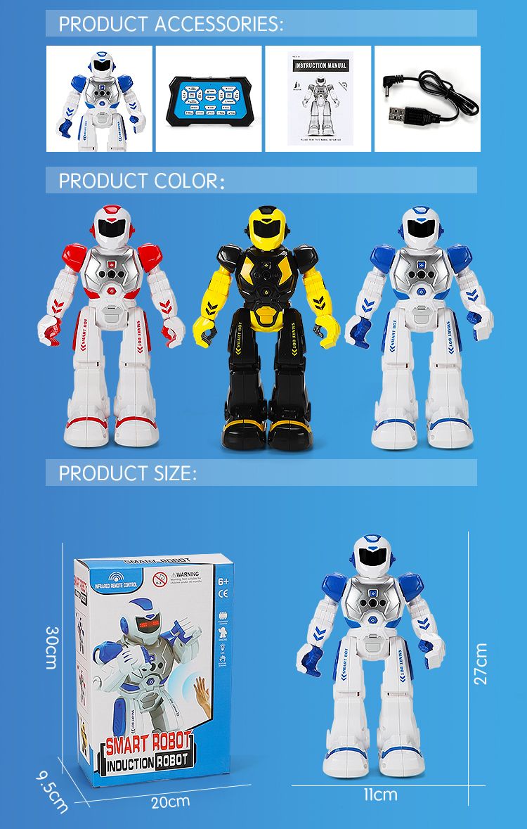 RoboCop - Robot inteligente de educación temprana, eléctrico, canta, con detección infrarroja, juguete de control remoto para niños_voghion.com