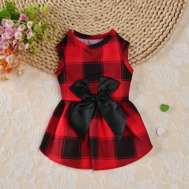 Neu Hund Plaid Rock Prinzessin Kleid Kleidung Für Teddy Pommerschen Kleine Hunde_voghion.com
