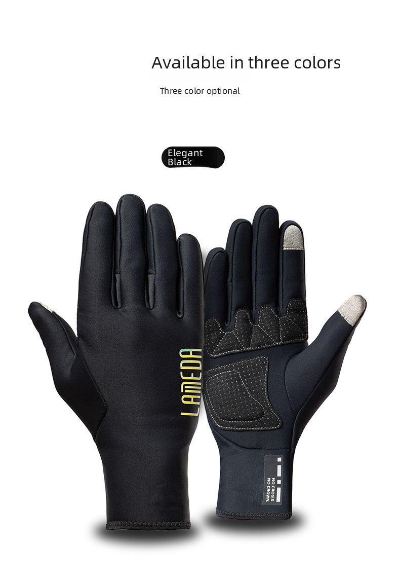 Cycling Gloves Autumn And Winter Fleece Warm Riding Gloves Bicycle Riding Anti-splashing Touch Screen Long Finger Gloves_voghion.com