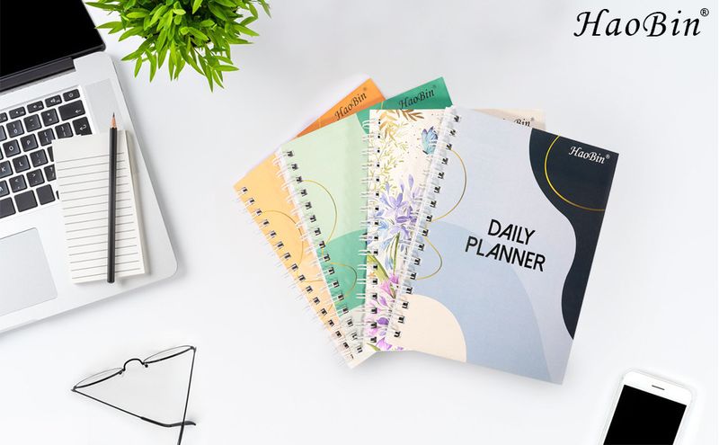 H&B A5 Spiral Notebook - 80 Sheets 100g Paper, Weekly Planner & To-Do List Journal, Blue Cover_voghion.com