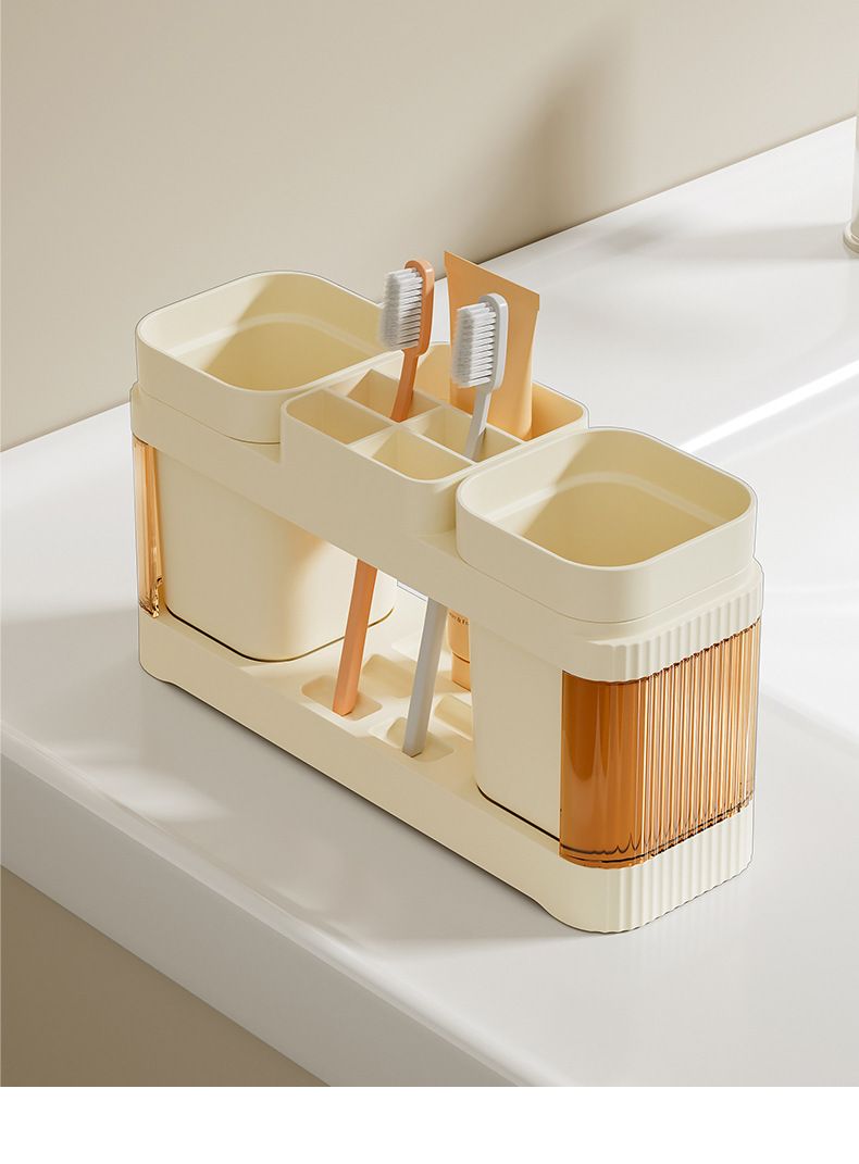 Semplice lavabo in stile coppia, portaoggetti per bagno, porta spazzolini, bicchiere per collutorio, porta dentifricio, portaoggetti da appoggio_voghion.com