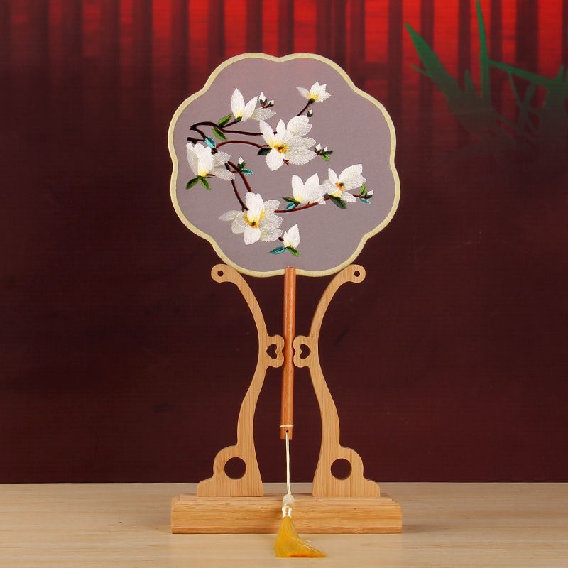 Doppelseitig bestickter runder Fächer, neuer chinesischer Stil, Dekoration im antiken Palaststil, Wohndekoration, Festivalgeschenk_voghion.com