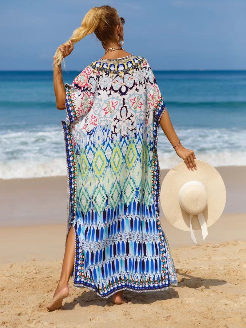 Bohemian Beach Cover-Up Kleid – Leichte und atmungsaktive Tunika aus 99 % Baumwolle für Damen, übergroßes, fließendes Sommerkleid, perfekt für den Pool_voghion.com
