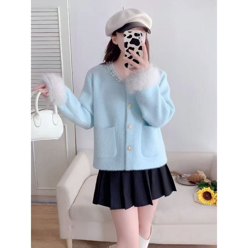 Style Women's Coat 2025 New Small Size Mink Velvet Socialite Elegant High-end Short Spring Autumn Jacket_voghion.com