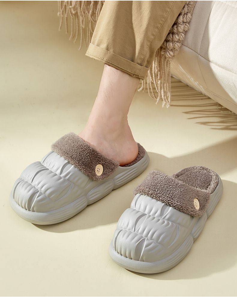 Waterproof Slippers For Women New Autumn And Winter Plush Warm Non Slip Indoor Home Thick Soled Detachable Cotton Slippers For Women_voghion.com