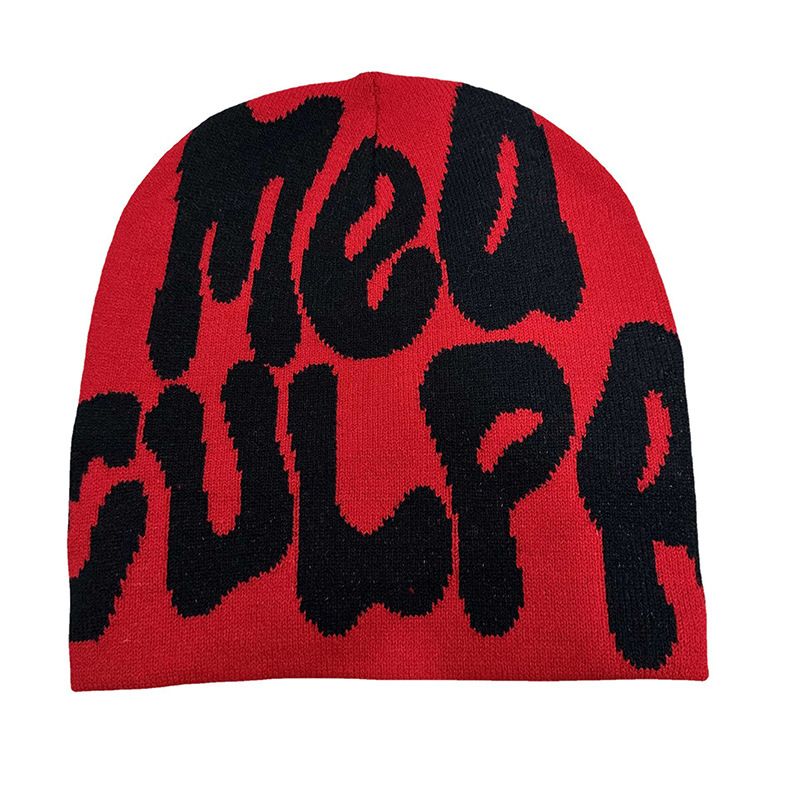 Berretto invernale caldo in jacquard lavorato a maglia con lettere hip-hop Mea, unisex_voghion.com