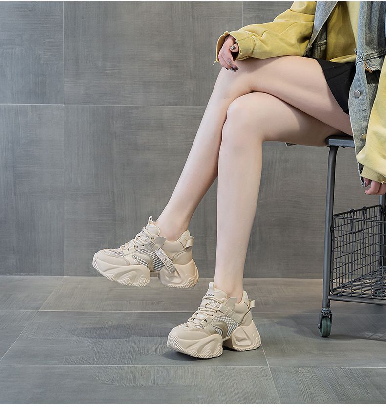 Thick-soled Transparent Mesh And Double-layer Mesh Heightening Dad Shoes Casual Versatile Style Small Women's Shoes_voghion.com