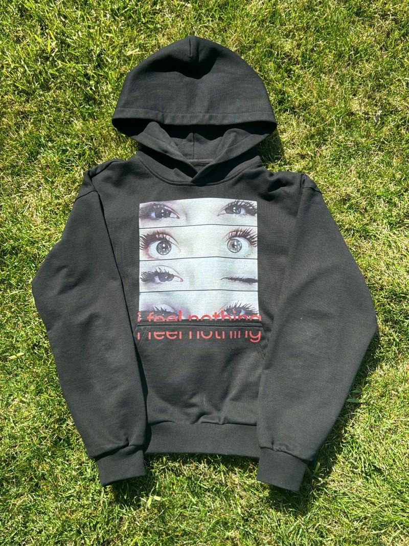 "Y2K Dark Print Hoodie – Oversized Retro Pullover With Graphic Design | Unisex Streetwear Sweater (Black/Grey) | S-XL"_voghion.com