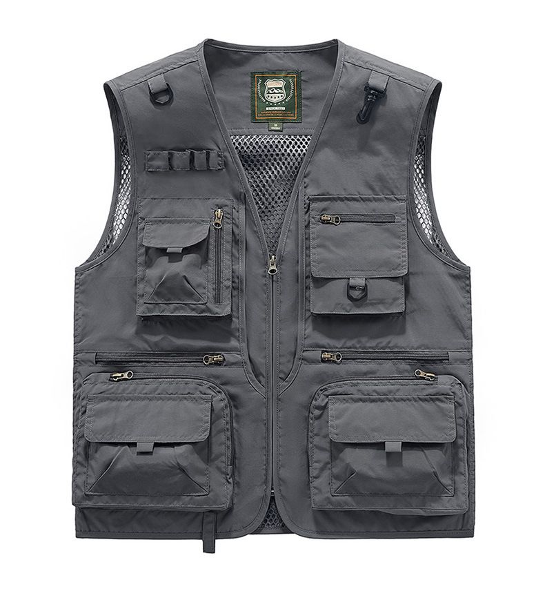 "Men's Outdoor Utility Vest – Lightweight Mesh Workwear With Multiple Pockets, Breathable Fishing & Hiking Vest, Photography_voghion.com