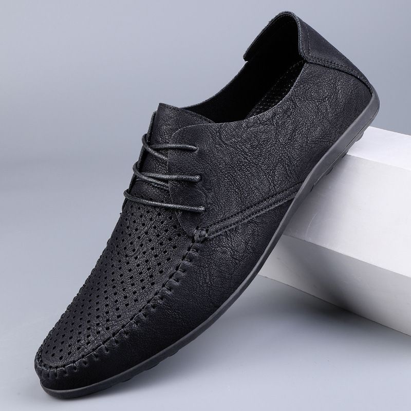 Große Ultra-Faser Hohl Loafers Klassische Herren Lederschuhe 2025 Sommer Neue Mode Trend Mokassins_voghion.com