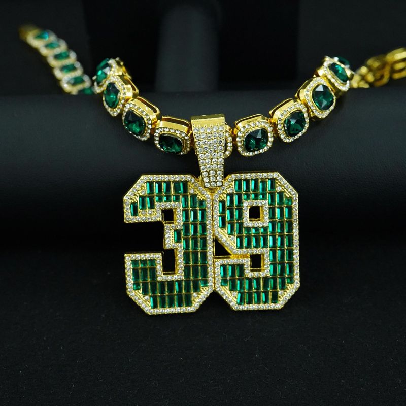 Collana con catena cubana hip-hop in lega verde 39 con zolletta di zucchero digitale, molto venduta, collana personalizzata da uomo_voghion.com