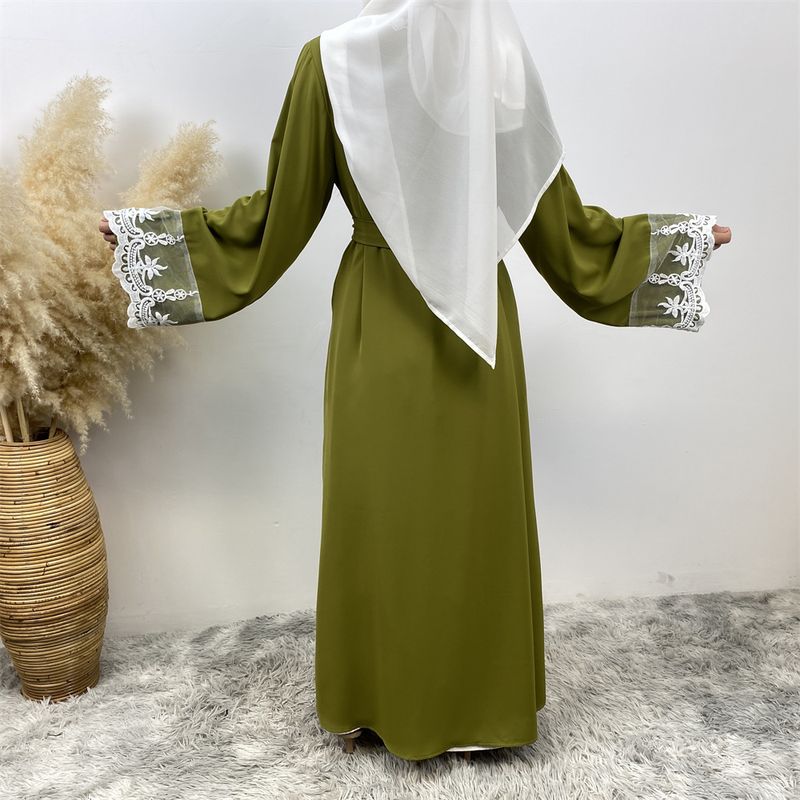 Nueva Abaya musulmana de encaje de Dubái, vestido islámico Nida, moda con bolsillo, túnica larga informal para mujer, ropa turca Eid, caftán marroquí_voghion.com