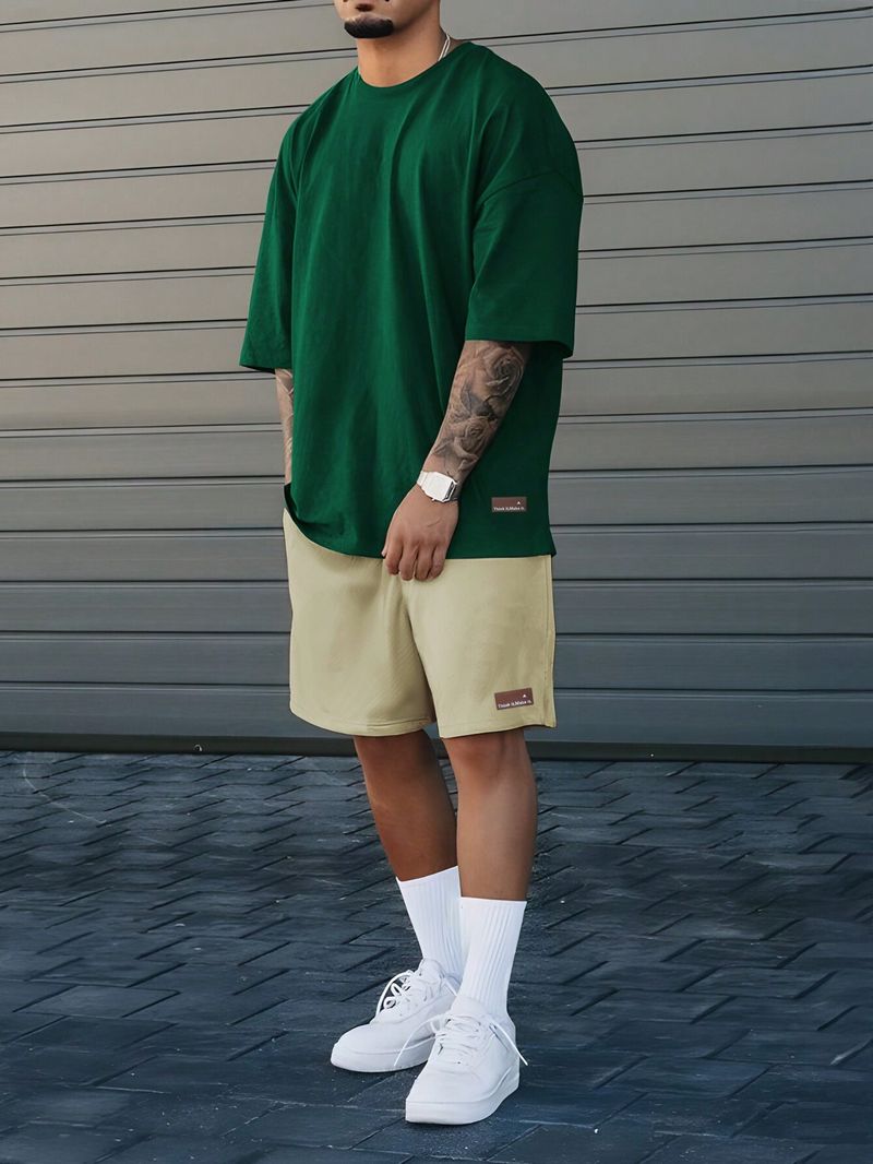 Men's Clothing Summer New Simple Sports Casual Suit Men's Short Sleeved T Shirt With Shorts With Small Icon ME2 MA1_voghion.com
