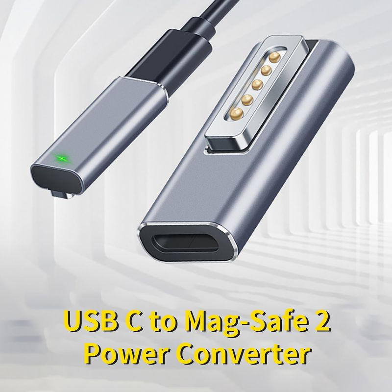 Xinweiqing Adapter Charger Quick Charge Magnetic Aluminum Alloy PD USB C to Mag-Safe 2 Power Converter for Book Air/Pro_voghion.com