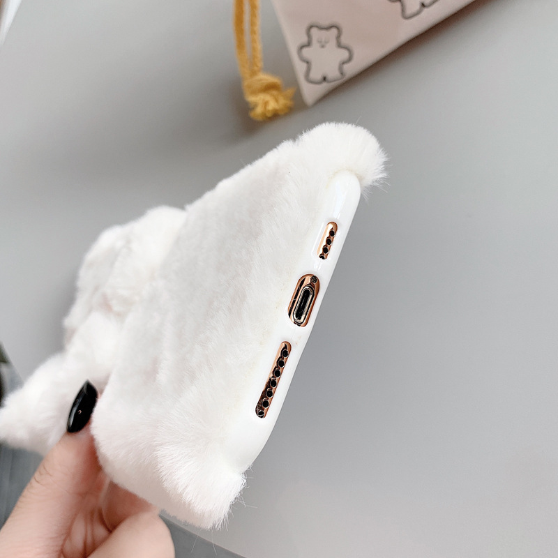 Three-dimensional plush cat 12/11pro Apple XSmax mobile phone case suitable for iphone7/8plus cute 13 soft_voghion.com