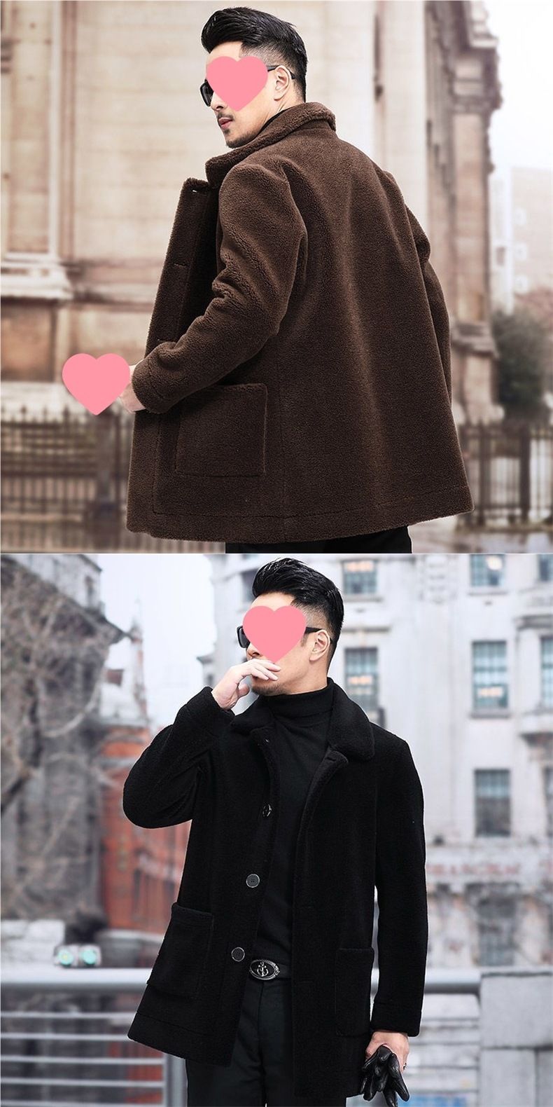 "Men's Mid-Length Sheepskin Coat – Stylish Autumn & Winter Faux Lamb Fur Lapel Jacket For Elegant Warmth"_voghion.com