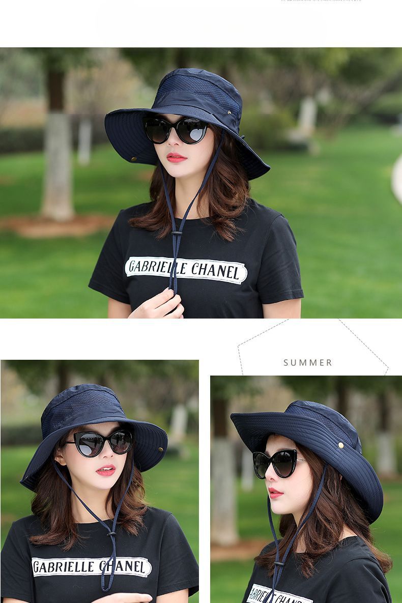 Chapeau de plage à large bord pour femme, protection UV d'extérieur, élégant et polyvalent_voghion.com