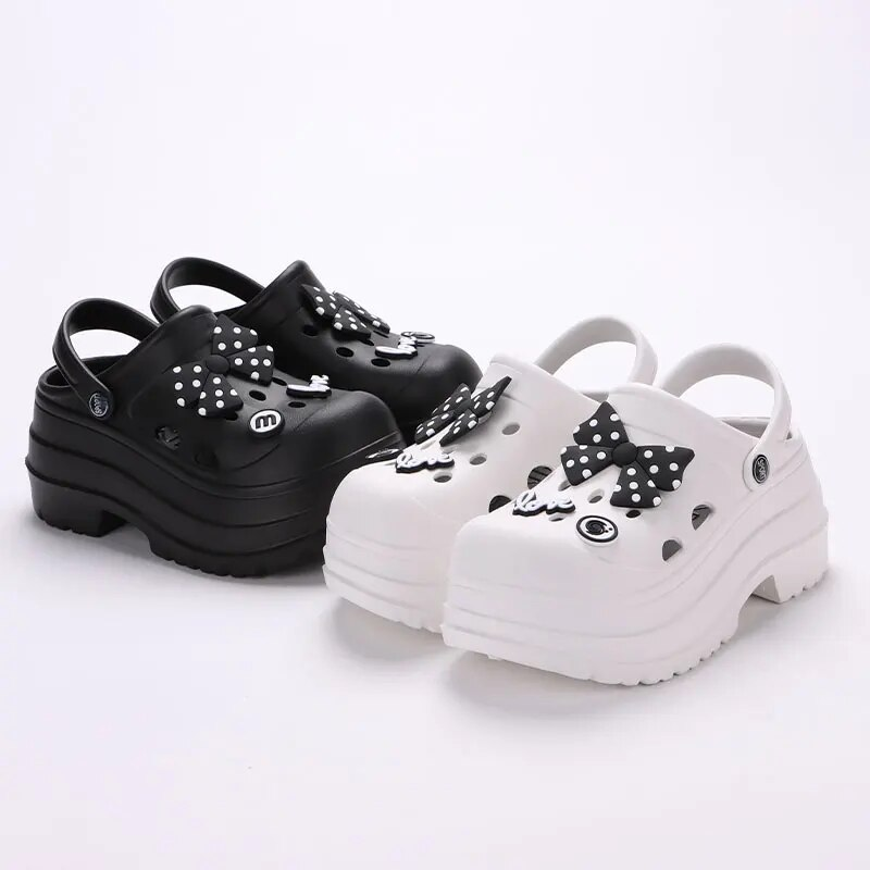 Cartoon DIY Chunky Plateau Sandalen Frauen 2024 Sommer Dicke Unterseite Clogs Gartenschuhe Frau Geschlossene Zehe Rutschfester Strand_voghion.com
