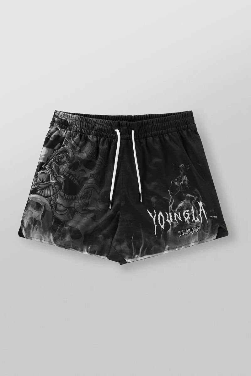 Pantaloncini sportivi americani da uomo, a un quarto di lunghezza, con teschio sopra il ginocchio, in mesh ad asciugatura rapida, traspiranti, da corsa, da spiaggia_voghion.com