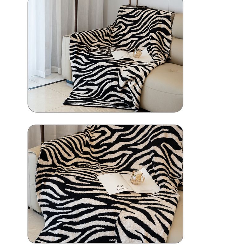 Zebra-Print Sofa Überwurf Halbsamt Büro Nickerchen Dekorative Decke_voghion.com
