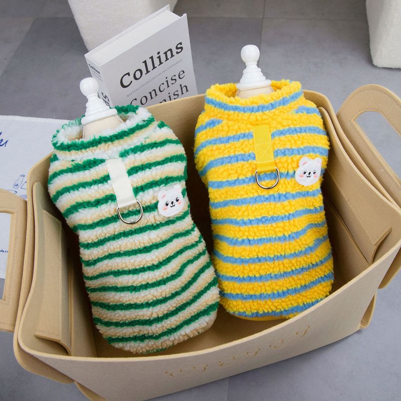 Cane Autunno e Teddy Gatto, Abbigliamento invernale per animali domestici, 23 vestiti di velluto a righe colorate di agnello_voghion.com