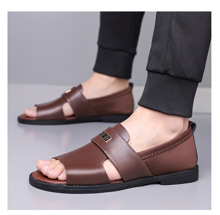 2025 Summer New Men's Breathable Roman Flat Driving Sandals Fashionable Casual Daily Comfortable_voghion.com