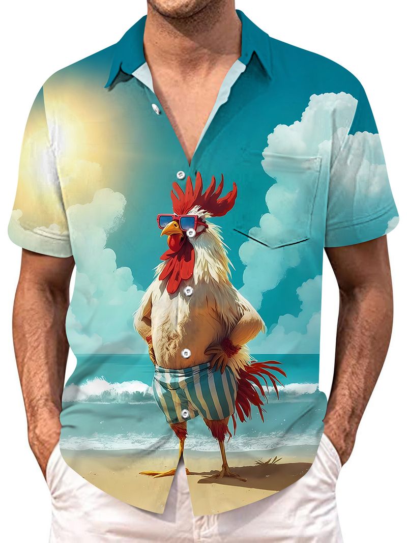 Herrenhemd mit Revers und Ozean-Strand-Muster, Kokosnussbaum-3D-Druck, Hawaiihemden, modische Kurzarm-Oberteile, Harajuku-Knopfbluse
_voghion.com