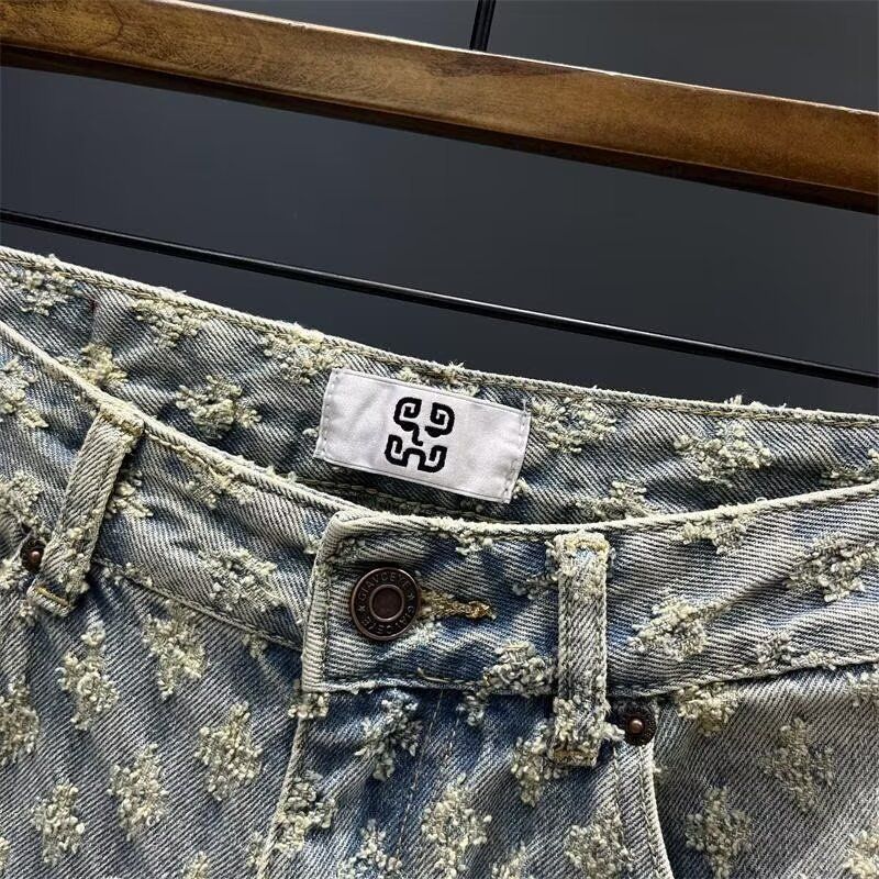 Veste en jean à épaulettes pour hommes, style de niche, patchwork, veste décontractée délavée en détresse pour hommes, costume deux pièces, printemps et automne_voghion.com