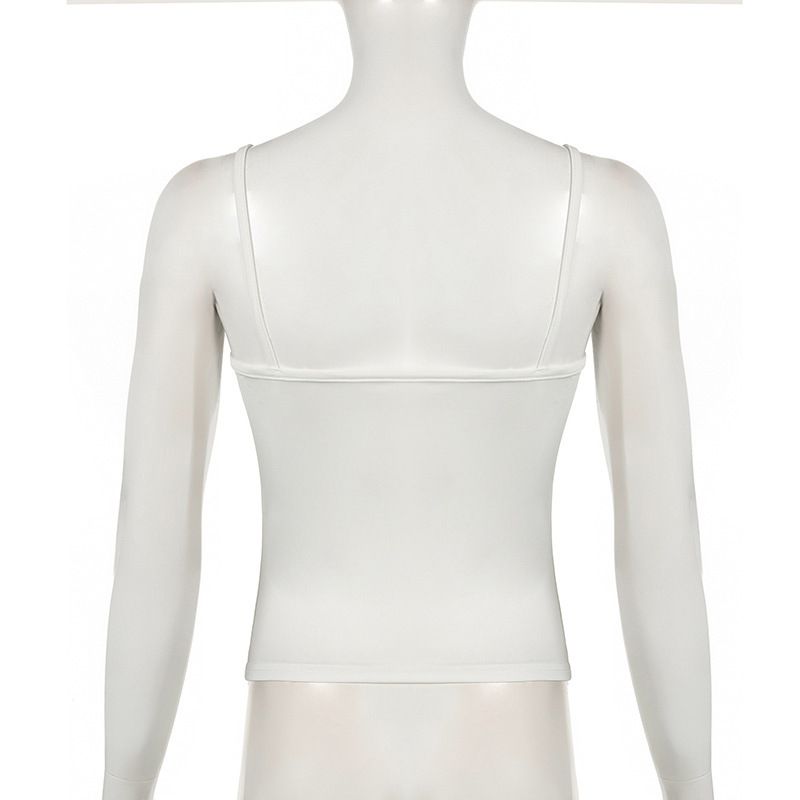 Streetstyle Einfarbig Basic Schulter Square Neck Inner Tank Top Sommer Einteiler Außen Slim Strap_voghion.com
