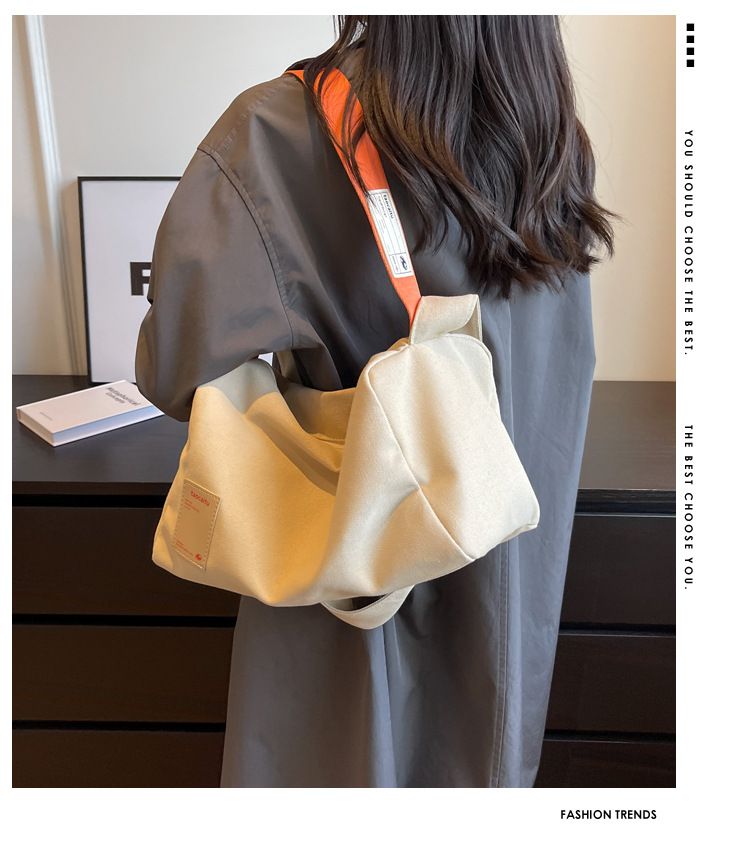 Grande capacidade nova bolsa de lona minimalista classe estudante bolsa diagonal de ombro único, bolsa de travesseiro feminina_voghion.com