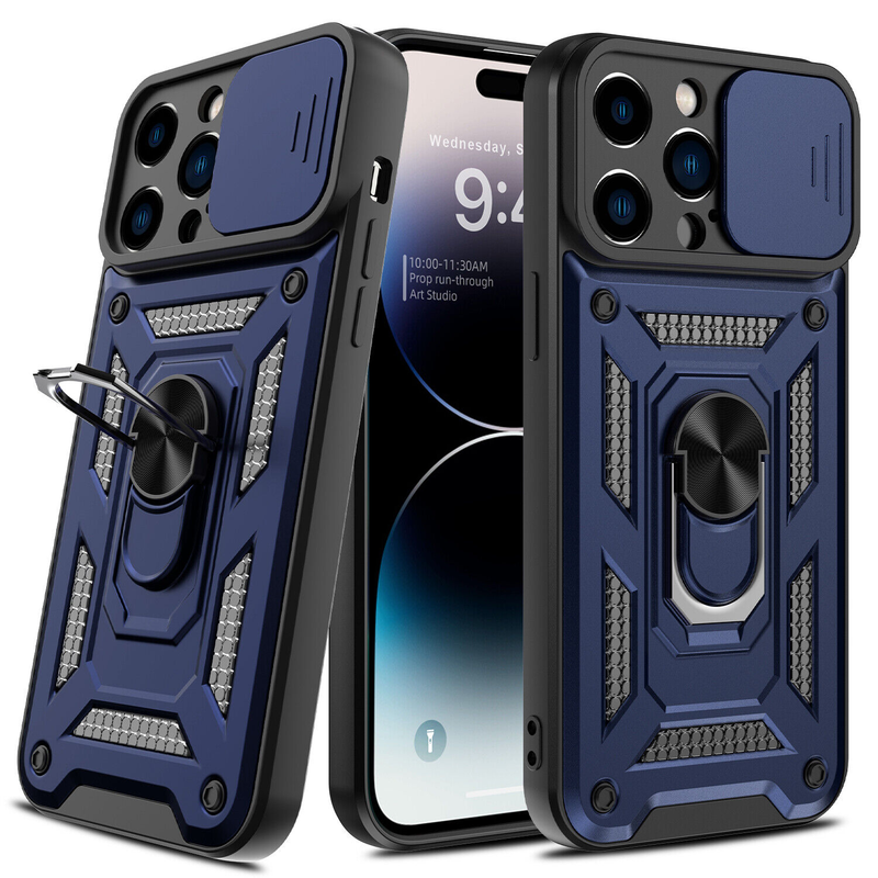 Case For iPhone 15 14 13 12 11 Pro Max Plus X XR SE 8 Magnetic slide Camera Lens Protection Kickstand Shockproof Armor_voghion.com